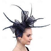 baratos Chapéus e Fascinators-Peça para Cabeça Sinamay Casamento Festa de Noite Elegante Casamento Com Boné Capacete Chapéu