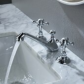 abordables Robinets LED-Robinet lavabo - Séparé Plaqué Diffusion large Deux poignées trois trousBath Taps