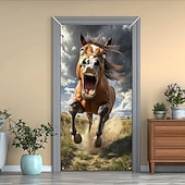 billige Dørdeksler-Morsomme dyre dekorasjoner dørdeksler hest dørtapet dørgardin dekorasjon bakgrunn innendørs/utendørs dørbanner inngangsdøren landsbygård