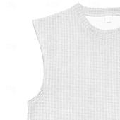 olcso Férfi Basic Tees szettek-Férfi Gofri ing Atléta Póló öltönyök Teniszing Rövid ujjú Henley Nyár Tömör szín Testedző Alkalmi 2 db Vakáció Szabadság Hétköznapi viselet Fekete Fehér Szürke Férfi felső póló