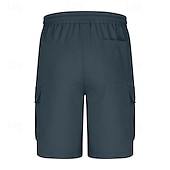 baratos Clássico-Homens Bermuda Cargo Calção Shorts de verão Com Cordão Cintura elástica Bolso multi Tecido Conforto Vestível Comprimento do joelho Ao ar livre Esporte Diário Moda Casual Preto Azul