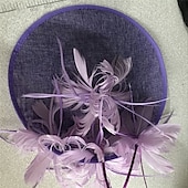 baratos Capacete de Casamento-Peça para Cabeça Sinamay Casamento Festa de Noite Elegante Casamento Com Penas Capacete Chapéu
