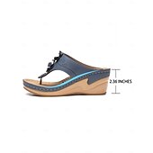 cheap Comfort Sandals-Women&#039;s Flip-Flop Wedge Sandals with Massage Footbed – Floral Bohemian Thong Slippers for Casual Summer, Beach and Outdoor Comfort