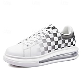 abordables Occasionnel-Baskets tendance à carreaux blancs et verts pour hommes avec semelle coussinée - chaussures décontractées élégantes pour le printemps et l&#039;été