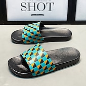 abordables Sandales décontractées-sandales à enfiler géométriques vibrantes pour hommes – chaussures d&#039;été décontractées pour la plage et la piscine