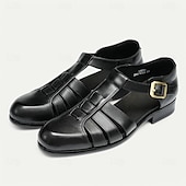 cheap Premium Leather Sandals-Men&#039;s Leather Fisherman Sandals - Breathable Summer Closed-Toe Sandals for Casual &amp; Outdoor Wear