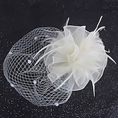 levne Fascinátory-Fascinátory Polyester 30. léta Se širší krempou Závojový klobouk Svatební Čajový dýchánek Kentucky Derby Dostih Dámský den Elegantní Vinobraní Jednoduchý S Peří MiniSpot Přílba Pokrývky Hlavy