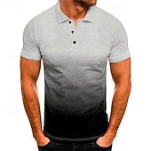 preiswerte Bedrucktes Poloshirt für Herren-Herren Grafik Poloshirts Golfshirt Kurzarm Polo-Shirts Hemden mit Kragen Business-Casual Urlaubskleidung Formelle Kleidung Knöpfe 3D-Druck Schwarz / Rot Schwarz / Weiß Schwarzgrau