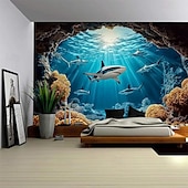 cheap Ocean Beach Tapestry-Landscape Ocean Undersea Hanging Tapestry Wall Art Large Tapestry Mural Decor Photograph Backdrop Blanket Curtain Home Bedroom Living Room Decoration