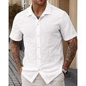 economico camicia da uomo con bottoni-Per uomo Camicia Camicia Estiva Camicia casual Camicia da Spiaggia Camicia con Bottoni Bianco Manica Corta Semplice Colletto a Camicia Vacanza Camicia hawaiana Abbigliamento Poliestere Moda Casual