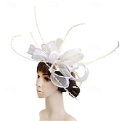 baratos Chapéus e Fascinators-Peça para Cabeça Sinamay Casamento Festa de Noite Elegante Casamento Com Boné Capacete Chapéu