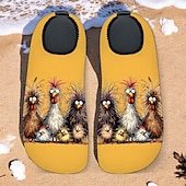 cheap Graphic Print Shoes-Men&#039;s Funny Beach Water Shoes - Cartoon Chicken Print, Quick-Dry Aqua Socks for Swimming, Surfing &amp; Outdoor Activities