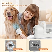 baratos Artigos para Cuidados do Pêlo para Cães-Kit de aspirador de pó 7 em 1 para animais de estimação - tosquiadeiras profissionais com 6 pentes-guia, ferramentas multifuncionais para remoção de 99% dos pelos de animais de estimação - cães, gatos