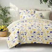 economico 100% cotone-Copertura per piumone floreale set di biancheria da letto singolo copripiumino morbido e leggero con 2 federe per estate e primavera