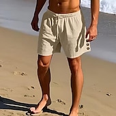 economico Vacanza-Per uomo Shorts Shorts di Lino Pantaloncini Estivi Shorts da Spiaggia Coulisse Elastico in vita Bottone laterale Semplice Comodità Traspirante Lunghezza al ginocchio All&#039;aperto Quotidiano Ferie Moda