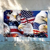 billiga 250:e årsjubileum-4 juli Utomhus Inomhus Med Öglor Patriotisk Flagga Självständighetsdagen Amerikansk Hus Gård Trädgårdsdekorationer Högtidsbanner Skylt