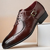 abordables Officiel-Richelieus de luxe pour hommes en similicuir poli beige avec motif floral en relief - parfaits pour les occasions formelles et les réunions d&#039;affaires
