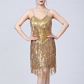 cheap Practice Dresses-Latin Dance Dress Tassel Pure Color Splicing Women's Performance Training Sleeveless High Polyester