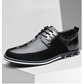 cheap Casual-Men&#039;s Derby Lace-Up Shoes with Crocodile-Patterned Leather and Black Suede, Stylish Sporty Sole for Casual and Business Casual Wear
