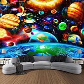 Недорогие Планетный Гобелен-Гобелен Черного Света Светящийся в Темноте Глоу Вечеринка УФ Реактивная Планета Вселенная Невероятный Туманный Природный Пейзаж Висящая Гобелен Стенная Искусство Фреска для Гостиной Спальни