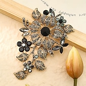 abordables Suministros para la fiesta-1 pieza/juego de exquisito broche de flor de rosa de cristal colorido brillante para niñas, alfiler de vestido de noche para damas, accesorios de moda para bodas