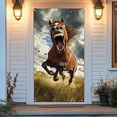 billige Dørdeksler-Morsomme dyre dekorasjoner dørdeksler hest dørtapet dørgardin dekorasjon bakgrunn innendørs/utendørs dørbanner inngangsdøren landsbygård