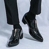 お買い得  オックスフォードシューズ-メンズ ブルー パテントレザー クロコダイルプリント ジッパー シューズ - イブニングウェアや高級な集まりに最適な高級フットウェア