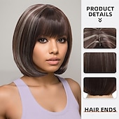voordelige oudere pruik-Synthetische pruiken Kinky Recht Natuurlijk recht Asymmetrisch kapsel Strakke pony Machinegemaakt Pruik 30.5 cm A1 Synthetisch haar Dames Klassiek Aanbiddelijk Comfortabel Donker Grijs