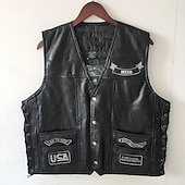 tanie Najfatalniejszy-Retro / vintage Lata 80 Kamizelka motocyklowa Kamizelka skórzana Rowerzyści Biegun Błysk Orzeł Strój na bal maskowy Męskie Impreza Codzienne Parada równości Dla dorosłych Kamizelka Wiosna i lato