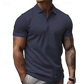 baratos Polo Clássico Masculino-Homens Camisa de golfe Camisas Polos de Golfe Trabalho Casual Lapela Manga Curta Básico Moderno Tecido Botões Verão Normal Preto Branco Amarelo Vermelho Azul Marinha Azul Royal Camisa de golfe