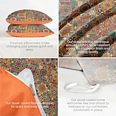 baratos 100% algodão-Capa de Edredom Mandala Boêmia Tamanho Completo Conjunto de Cama Conjuntos de Cama Capa de Colcha Edredom Macio e Leve com 2 Fronhas para Verão Primavera Vintage Étnico