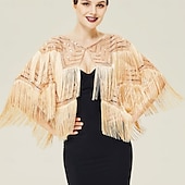 olcso Sálak és Kendők-Retró Ordító 20-as évek 1920-as évek sál Wrap Kendők A nagy Gatsby Flapper lány Flitter Rojt Női Farsang Esküvő Estély Álarcos mulatság Felnőttek Kendő