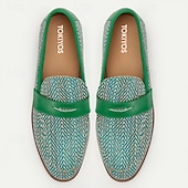 baratos Sapatos de Tecido Texturizado-Homens Mocassins e Slip-Ons Pele PU Tecido de náilon Respirável Confortável Antiderrapante Com Cadarço Verde Outono Inverno