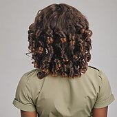 お買い得  最高品質ウィッグ-人工毛ウィッグ ウェーブ カーリーウィーブ レイヤード・ヘアカット アシメントリー・ヘアカット 機械製 かつら 81cm A1 合成 女性用 クラシック 快適 カラーグラデーション マルチカラー