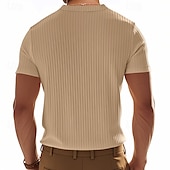 abordables Camiseta informal tipo henley-Hombre Camiseta con botones Camiseta Henley Shirt Tee Manga Corta Henley Verano Primavera Plano Moda Design Básico Jacquard Vacaciones Calle Noche Negro Blanco Rojo Camiseta superior para hombre