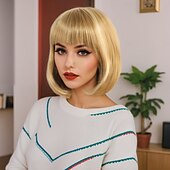 Недорогие Парик из искусственных волос без шапочки-основы-Парики из искусственных волос Волнистый Кудрявое плетение Ассиметричная стрижка Аккуратная челка Машинное плетение Парик 12 дюймы A1 Искусственные волосы Жен. Классический Удобный Градиент цвета
