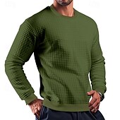 preiswerte Basic-T-Shirts-Herren T Shirt T-Shirt Langarmshirt Langarm Rundhalsausschnitt Sommer Frühling Einfach Mode Designer Basic Jacquard Urlaub Straße Ausgehen Schwarz Weiß Khaki Top T-Shirt für Herren