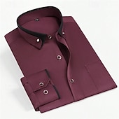 cheap Men&#039;s Button Down Shirts-Men&#039;s Dress Shirt Button Down Shirt Solid / Plain Color Wedding Light Blue White Light Green Pink Long Sleeve Square All Seasons Clothing Apparel Color Block