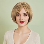 tanie starsza peruka-Peruki syntetyczne Bouncy Curl Kinky Straight Fryzura asymetryczna Schludna grzywka Tkany maszynowo Peruka 30 cali A1 Włosie synetyczne Damskie Klasyczny Wygodny Przejście kolorów Wielokolorowy