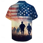  Voor heren Amerikaanse Amerikaanse vlag 4 juli, 250e verjaardag van de VS veteranen Overhemd Normaal shirt Overhemd met knopen Korte mouw Militray van het leger Buiten Streetwear Vakantie Zomer Lente