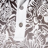 baratos Polo Elite Masculino-Homens Pólo Polo de malha Formal Trabalho Aberto para a Lateral Manga Curta Floral Botões Estampado Primavera Azul denim Branco Azul Marinha Verde cáqui Azul Claro Pólo