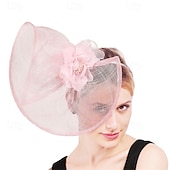 abordables Fascinators-accessoire Imitation Lin Mariage Soirée Élégant Mariage Avec Fleur Casque Couvre-chef
