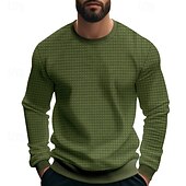 preiswerte Basic-T-Shirts-Herren T Shirt T-Shirt Langarmshirt Langarm Rundhalsausschnitt Sommer Frühling Einfach Mode Designer Basic Jacquard Urlaub Straße Ausgehen Schwarz Weiß Khaki Top T-Shirt für Herren