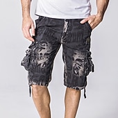 preiswerte Klassiker-Herren Capri-Cargo-Shorts Caprihose Shorts mit Camouflage-Muster Mehrere Taschen Button-Down Klappentasche Tarnung Komfort tragbar Wadenlang Outdoor Sport Täglich Mode Lässig Blau Armeegrün
