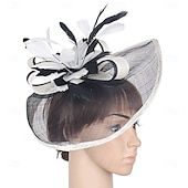 billiga Hattar och fascinators-Huvudbonad Faux Linne Fjädrar Bröllop Kvällsfest Elegant Bröllop Med Fjäder Hårbonad Huvudbonader