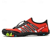 economico Sneakers Casual-scarpe da ginnastica da uomo a piedi nudi - rosso brillante, suola robusta, design senza lacci - perfette per escursioni e avventure all'aria aperta