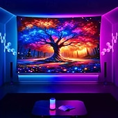billiga Blacklight tapestries-Svartljus Tapestry Lysande i Mörkret Glow Party UV-Reaktiv Livets Träd Drömlik Dimig Natur Landskap Hängande Tapestry Väggkonst Mural för Vardagsrum Sovrum