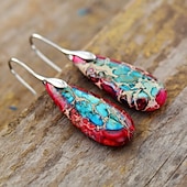 abordables Boucles d&#039;oreilles-Femmes Boucles d&#039;oreilles Poire Goutte Élégant Des boucles d&#039;oreilles Bijoux Argent / Fuchsia foncé / Brun claire Pour Mariage Soirée 1 Paire