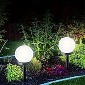זול אורות נתיבים ופנסים-3 יחידות led סולרי מסלול אורות כדור חיצוני עמיד למים אור דשא לד מתאים לגן פארק ותאורת מסלול חיצוני מנורת לילה סולארית