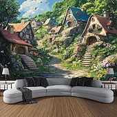 abordables paisaje tapiz-Planta flor casa paisaje colgante tapiz arte de pared gran tapiz mural decoración fotografía telón de fondo manta cortina hogar dormitorio sala de estar decoración